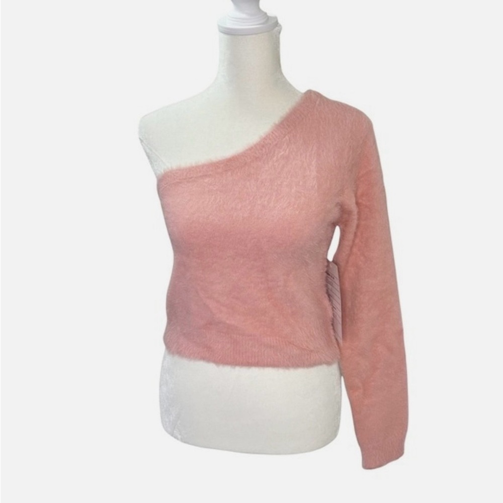 Pink Fuzzy One Sleeve Sweater